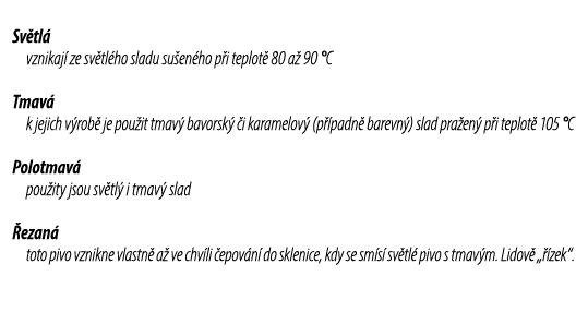 Sv tl vznikaj  ze sv tl ho sladu su en ho p i teplot  80 a  90 °C Tmav  k jejich v rob  je pou it tmav  bavorsk   i ...