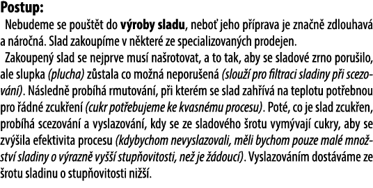 Postup: Nebudeme se pou t t do v roby sladu, nebo jeho p  prava je zna n  zdlouhav  a n ro n . Slad zakoup me v n kt...