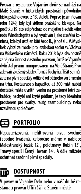 Pivovar a restaurace Vojan v dv r se nach z na Mal  Stran , v historick ch prostor ch p vodn ho biskupsk ho dvoru z ...