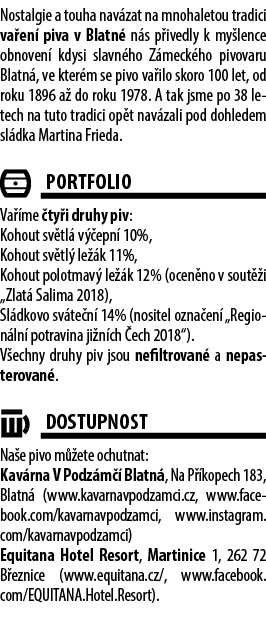 Nostalgie a touha nav zat na mnohaletou tradici va en piva v Blatn  n s p ivedly k my lence obnoven  kdysi slavn ho ...