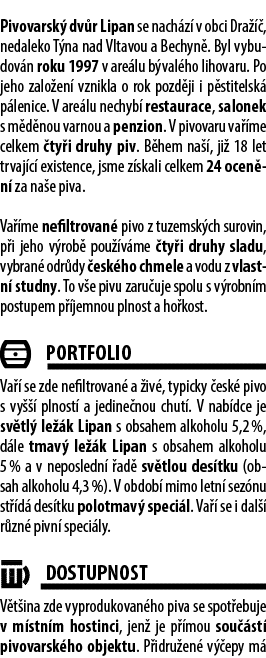 Pivovarsk dv r Lipan se nach z  v obci Dra   , nedaleko T na nad Vltavou a Bechyn . Byl vybudov n roku 1997 v are lu...