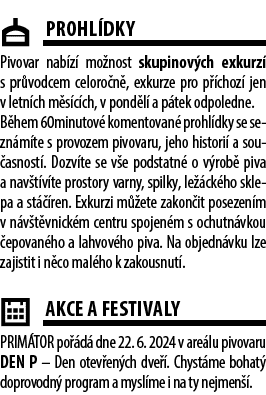 ￼Prohl dky Pivovar nab z mo nost skupinov ch exkurz  s pr vodcem celoro n , exkurze pro p  choz  jen v letn ch m s c...