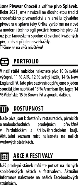 Jsme Pivovar Choce a va  me pivo Spl vek. Roku 2021 jsme nav zali na dlouholetou tradici choce sk ho pivovarnictv  a...