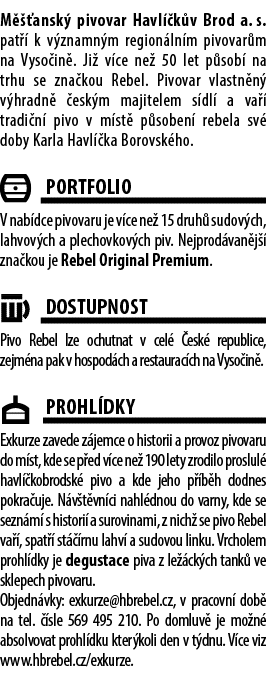 M  ansk  pivovar Havl  k v Brod a. s. pat   k v znamn m region ln m pivovar m na Vyso in . Ji  v ce ne  50 let p sob...