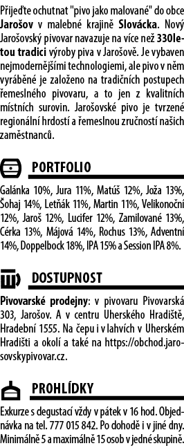 P ije te ochutnat \“pivo jako malovan \" do obce Jaro ov v malebn krajin  Slov cka. Nov  Jaro ovsk  pivovar navazuje...